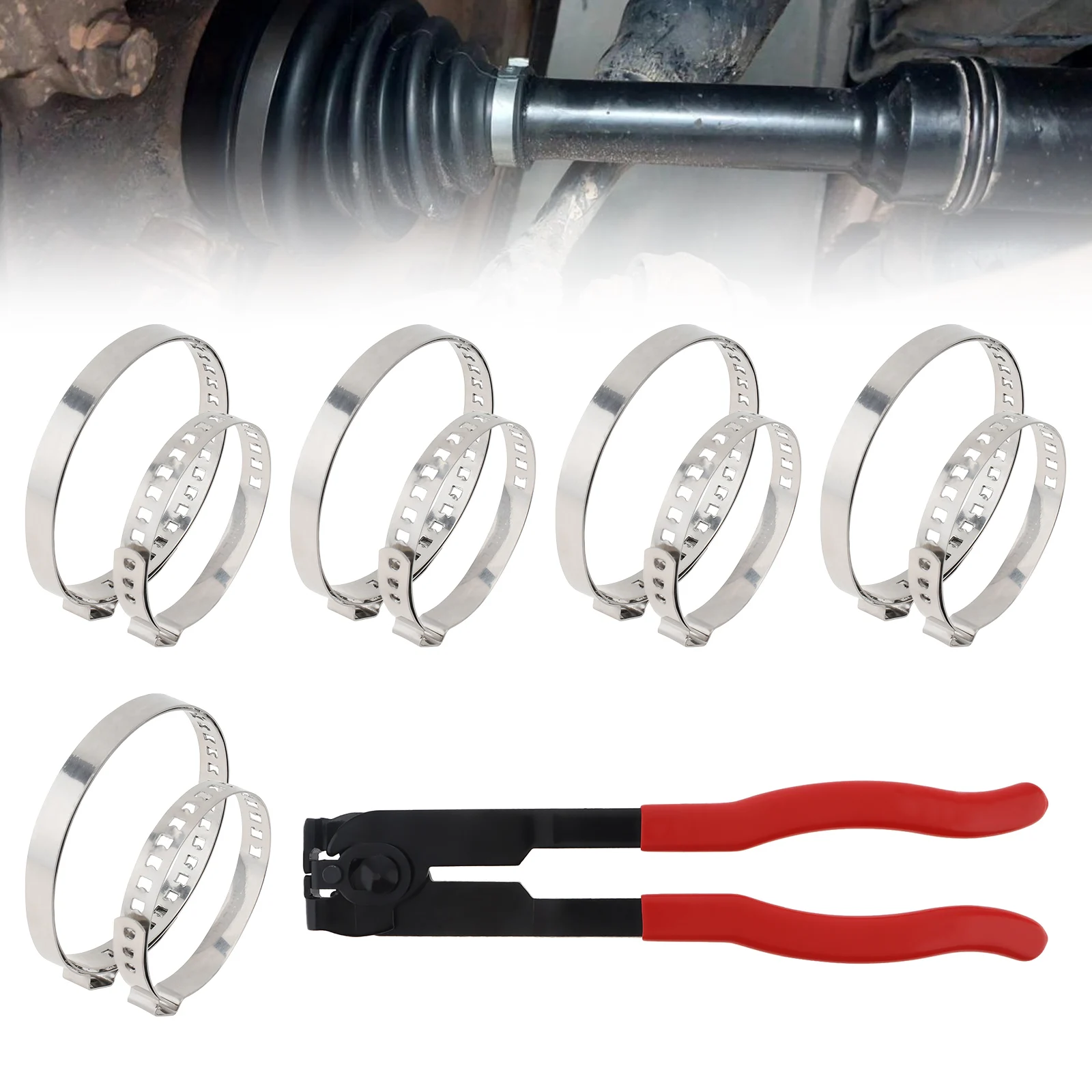 Heavy Duty CV Joint Axle Boot Clamp Pliers for Most Cars with 10 Crimp Bands Anti Slip Handle CV Joint Axle Boot Clamp Pliers