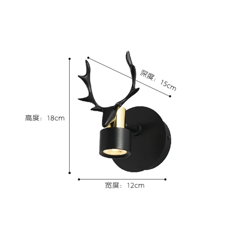 Nordic antler wall lamp personality bedside lamp bedroom roomHome Decorative Modern Living Room Hotel Circle  Light New Design