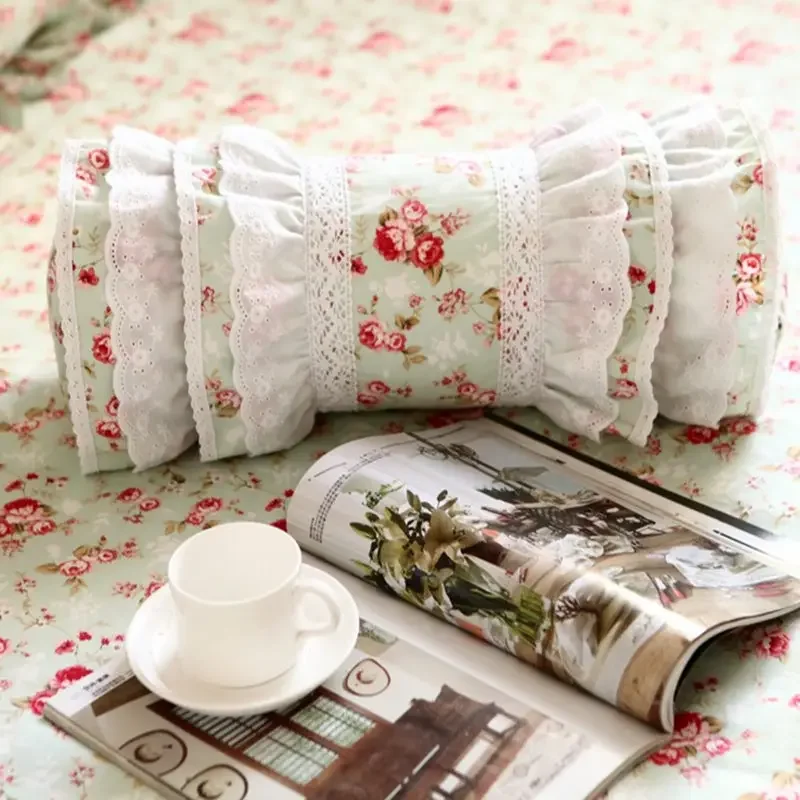 Pastoral Print Candy Cushions Home Decor Ruffle Layer Lace Decorative Princess Throw Pillows Elegant Bedding Sofa Cushion Cover