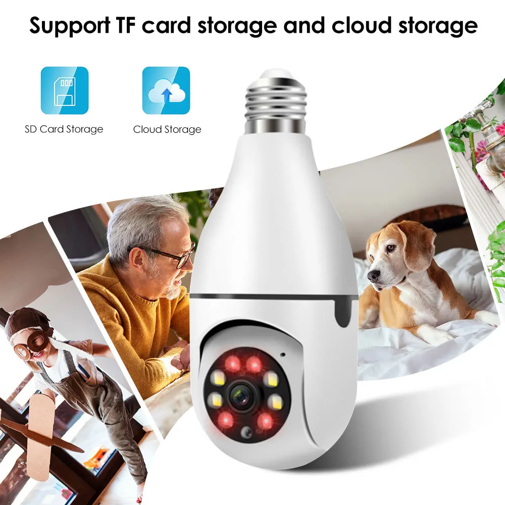 

5G 2MP Bulb Camera WiFi Indoor Video Surveillance 1080P Home Security Monitor Full Color Night Vision Auto Tracking Carecam Pro