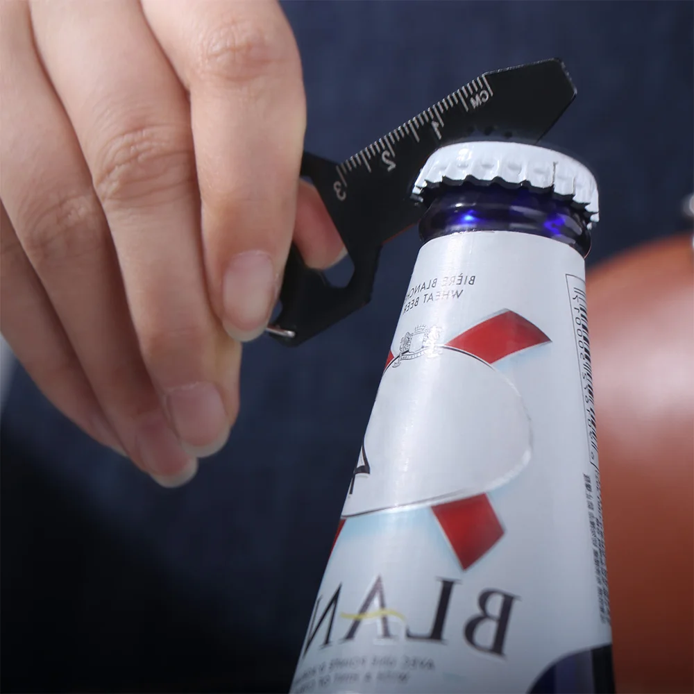 6 in 1 Multi-use Mini Tool Wrench Bottle Opener Utility Gadget Measuring Ruler Screwdriver Multi Tool Keychain Outdoor Survival