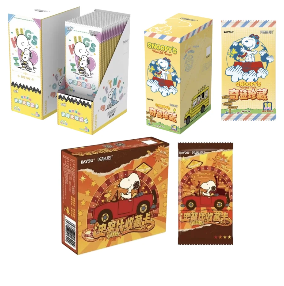 Peanuts Snoopy World Travel Cards von KAYOU, Partner-Pack Seltene GR-Karten, Anime Sammelkarten-Spielzeug-Geschenke