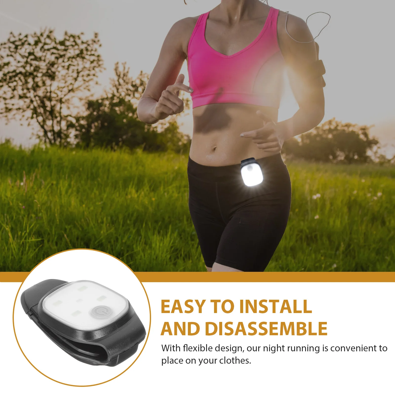 

2pcs Running Light Rechargeable Led Lamp For Night Running Fishing Camping Outdoor Trips Portable Waterproof Durable Safety