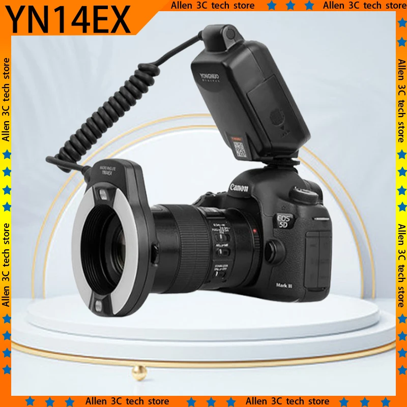 Original YONGNUO YN14EX Macro TTL Speedlite LED Flash Light Adapter Ring LCD Screen Camera for Canon EOS DSLR Cameras