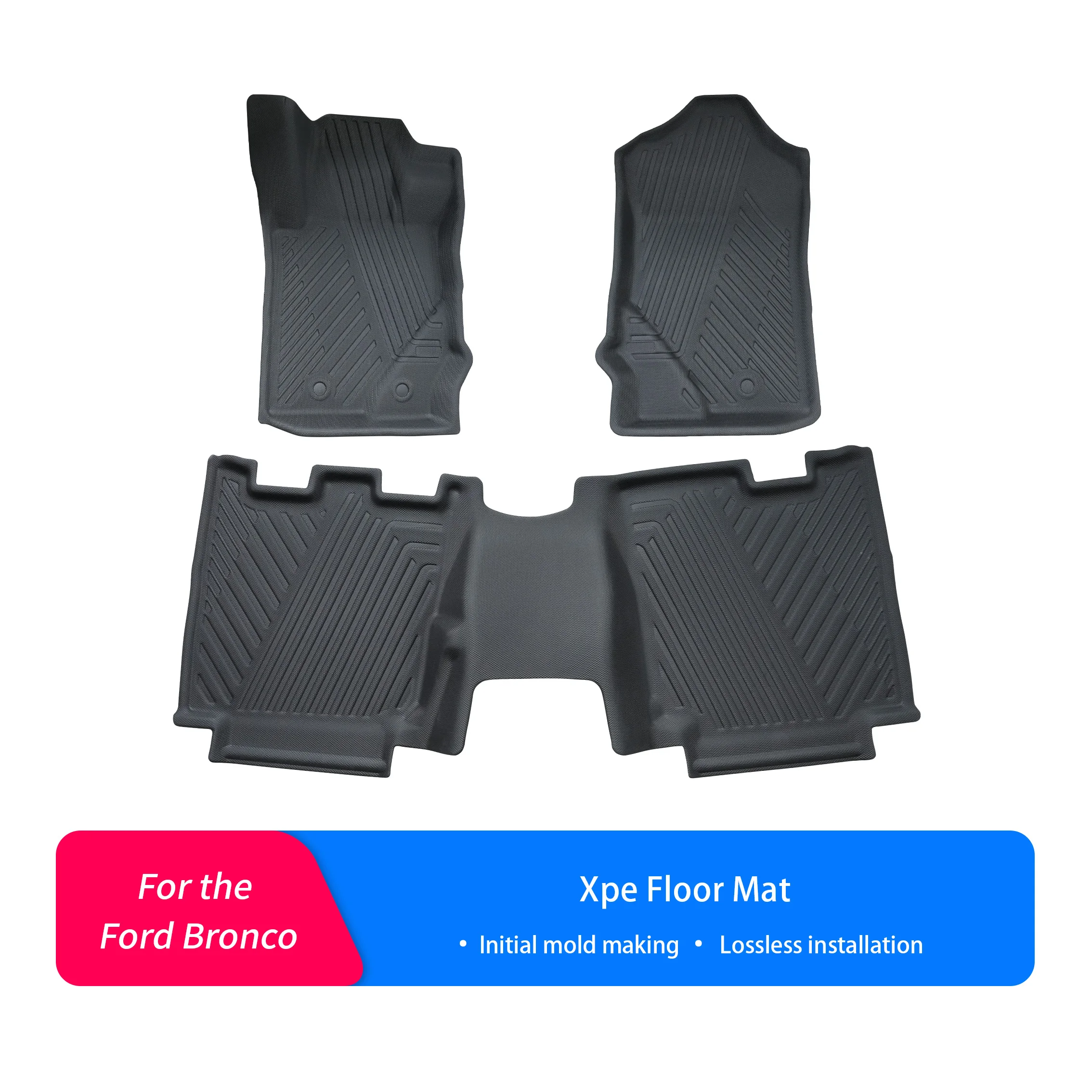 Suitable for Ford Bronco – Durable XPE car mats, waterproof, dustproof, custom fit design.