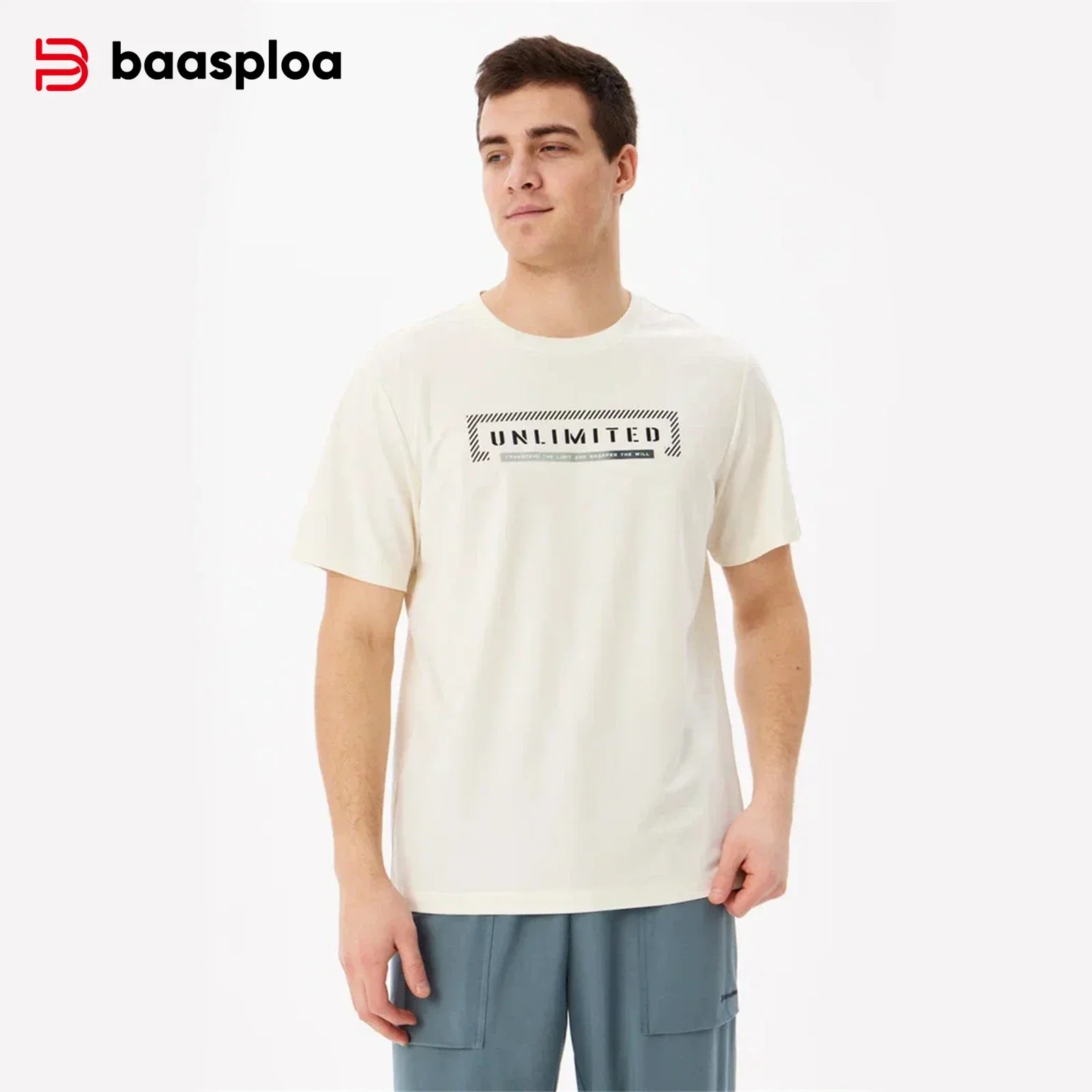 Baapsloa Men Quick Drying Sports T-Shirt Casual Lightweight Breathable Short Sleeve Tops Male Fashion Round Neck Running Sport S