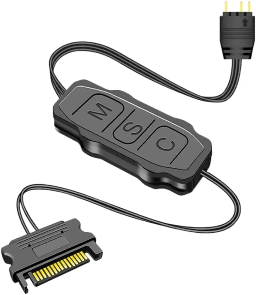 JonISerl ARGB Controller 5V 3Pin Aura RGB Controller Plastic SATA Power Supply Light Stripe Remote Controller