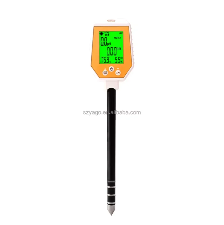 

Hot LCD Backlight Display 6-IN-1 Soil Tester 45 Degree Rotation Soil Ec Meter Soil ph / Light /Air Humidity /Moisture Tester