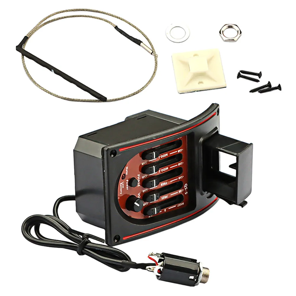 

Комплект: Профессиональный эквалайзер для акустической гитары, устройство управления тембром, звукосниматель для гитарного бриджа, улучшение звука