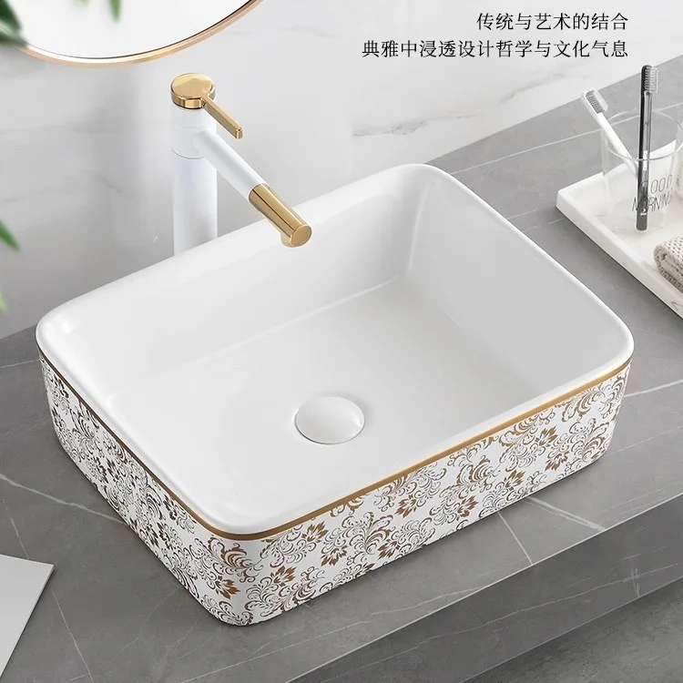 Porcelain table basin Oval gold wash basin Square table face wash table