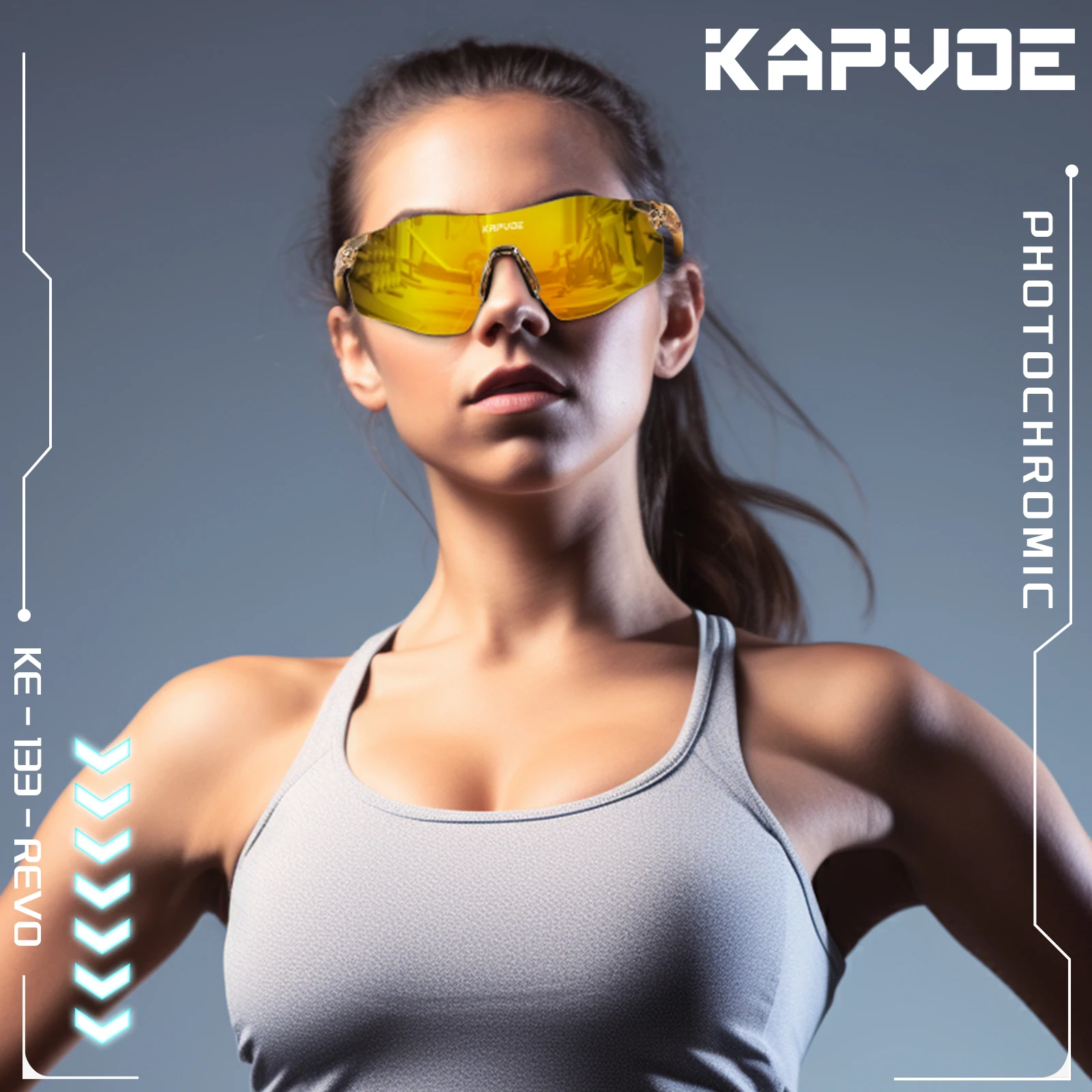 KAPVOE Red Photochromic Cycling Glasses Men MTB Cycling Sunglasses Bike Bicycle Glasses Men\'s UV400 Outdoor Running Goggles