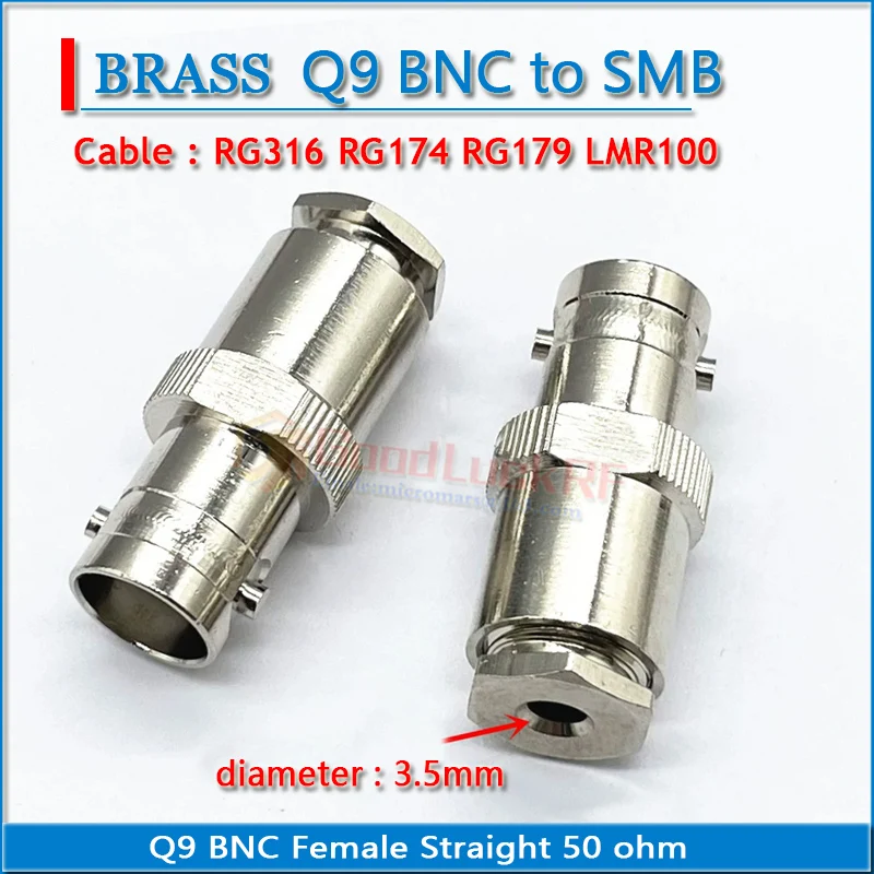 Q9 BNC Female Clamp Solder RG316 RG174 RG179 LMR100 RG58 RG142 RG223 RG400 LMR195 RG5 RG6 LMR300 RG304 RF Connector Adapter