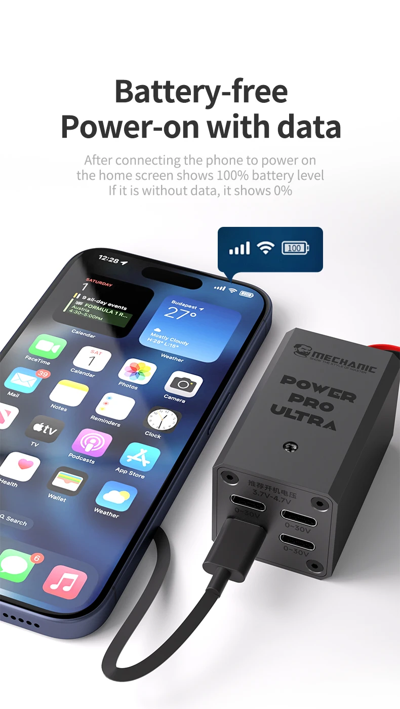 MECHANIC Power Pro Ultra Battery Free Boot Test Cable One-button Power Cord Line Data Repair Without Restart for iPhone X-15 PM