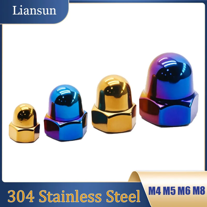 304 Stainless Steel Dome Nuts M4 M5 M6 M8 Decorative Ball-Head Nuts Dome-Shaped Nuts Suitable for Motorcycle/Car Modifications
