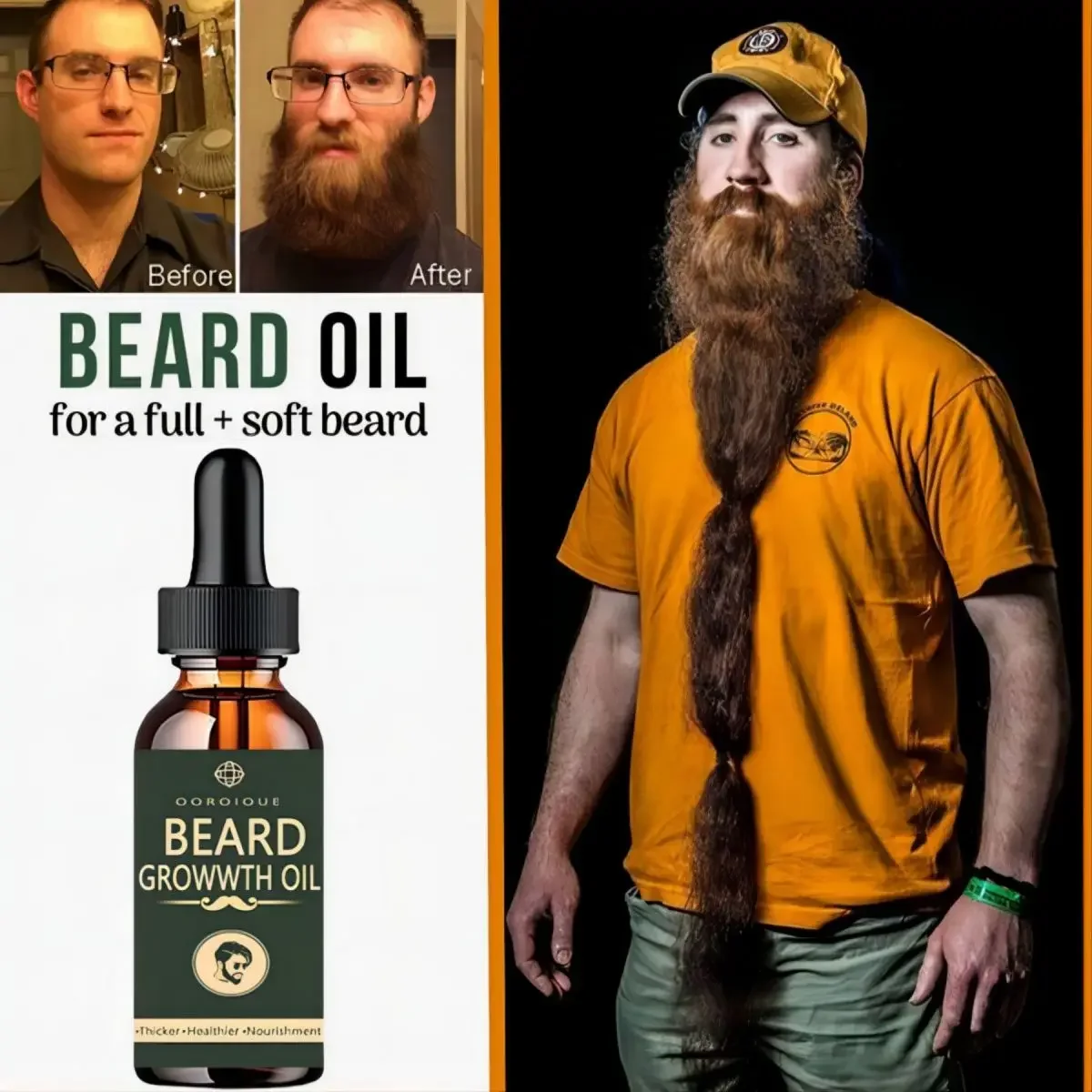 Fast Beard Growth Oil Beard Oil for Men Caffeine Natural Beard Growth Serum Promote Hair Regrowth Professional Keratin