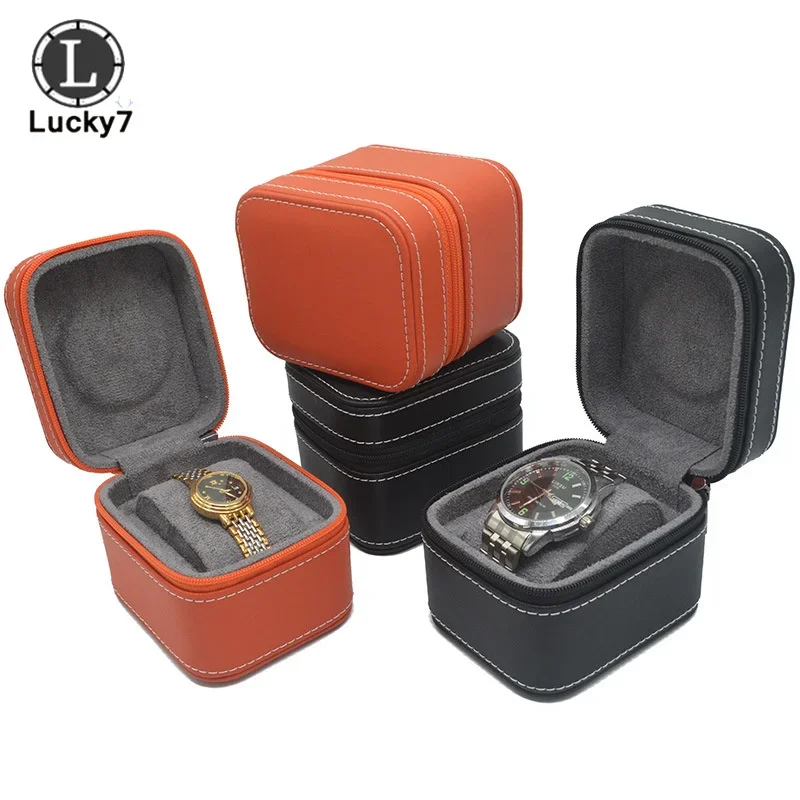 

Wholesale PU Leather Zipper Watch Box Bracelet Jewelry Box Man Watch Gift Box Showed Case For Watch DIsplay