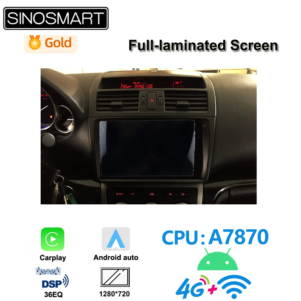 SINOSMART 8-Core A7870 Android GPS for Mazda 6 Mazda6 Atenza GH Screen 2008-2012 Support BOSE Head Unit CarPlay Android Auto