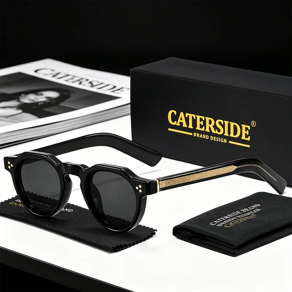 CATERSIDE Modische Runde Sonnenbrille für Damen und Herren, UV400-Schutz, kleiner Rahmen, Retro-Outdoor-Sonnenbrille zum Autofahren und Wandern – Detail 4