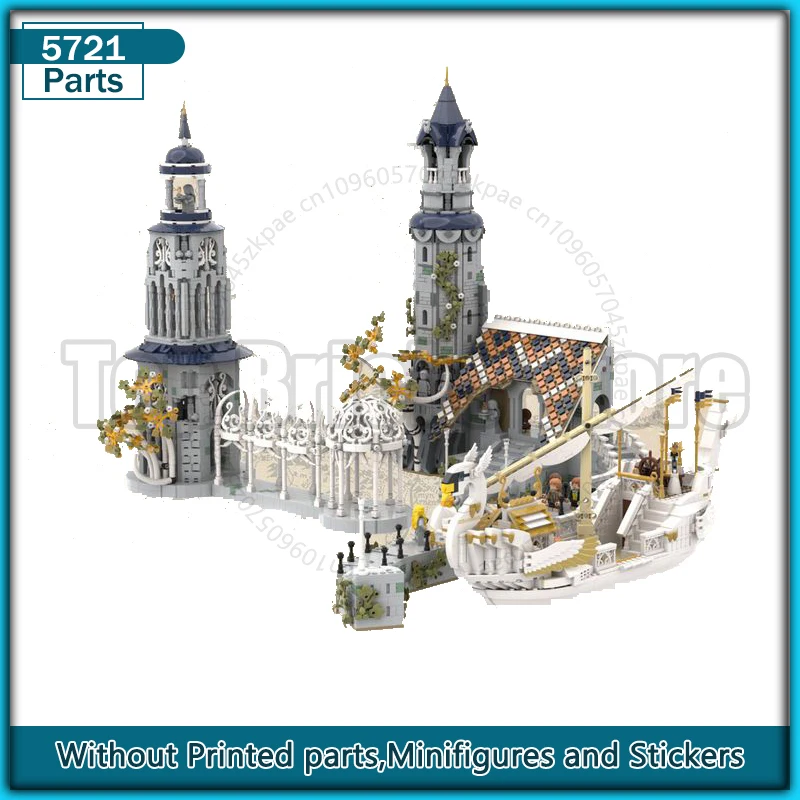 

Movie Rings Moc Building Blocks UCS Scale Grey Havens Medieval Castle Architecture Collection Technology Bricks Toys Xmas Gifts