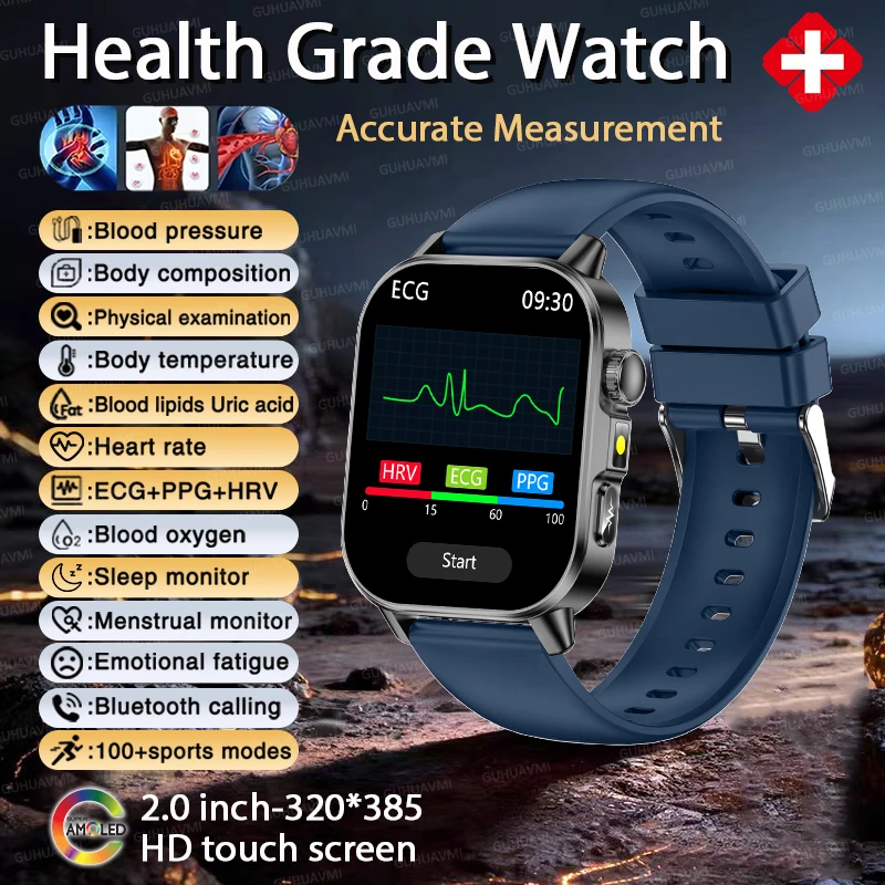 Nursing Grade ECG+PPG Smart Watch for Men, AMOLED Screen