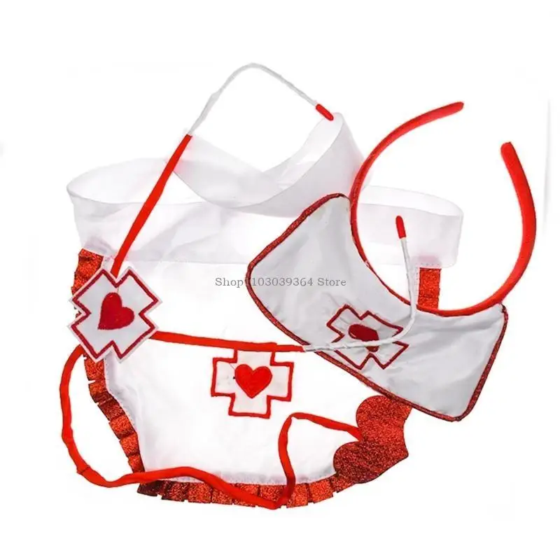 

Nurse Cosplay Accessories, Women Halloween Nurse Cosplay Set, Nurse Cosplay Set Nurse Headband, Apron and Stethoscope