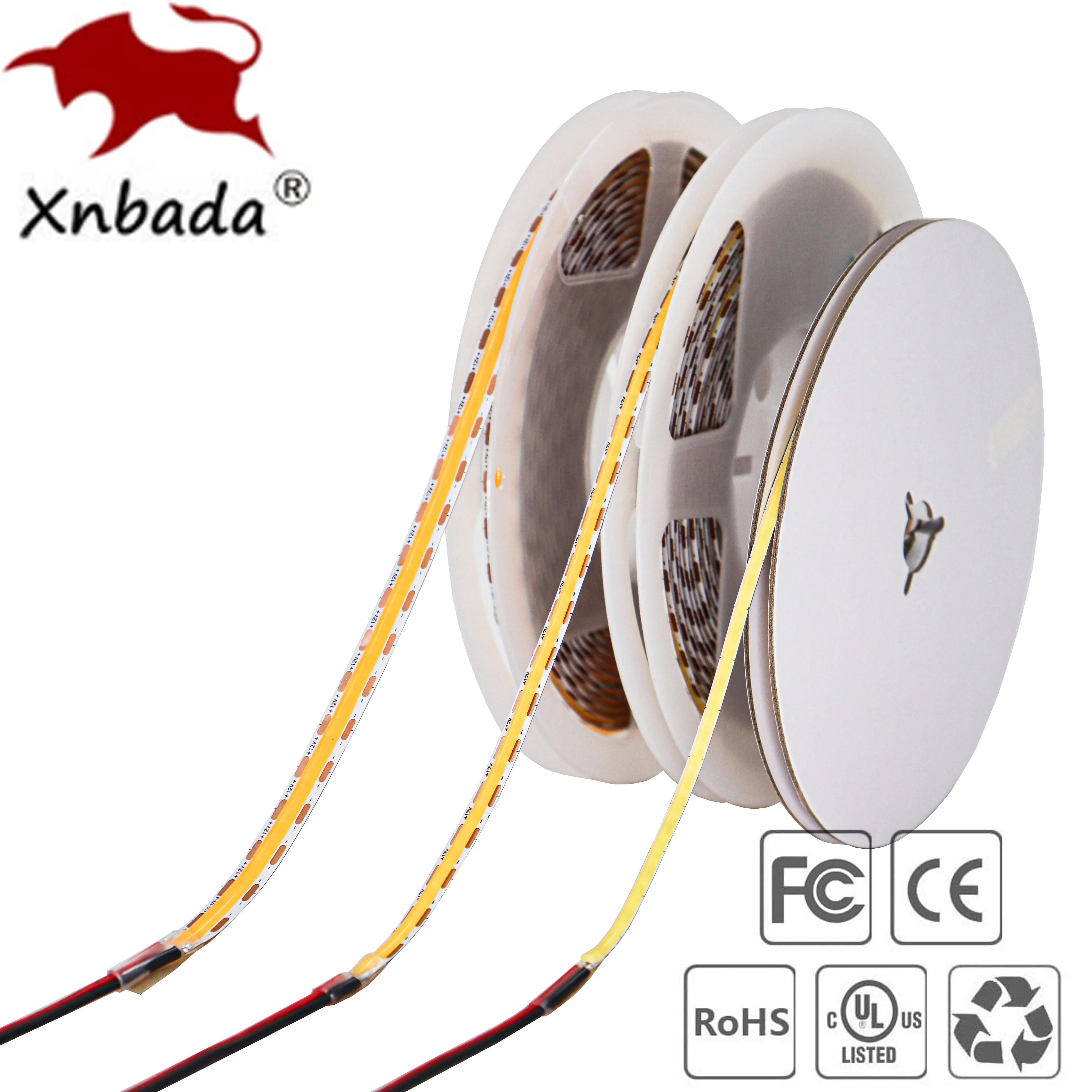 High Quality FOB COB LED Strip Light 3/5/8mm Width 400Leds/m High Density Dimmable Flexible Linear LED Tape RA90 16.4FT DC12/24V