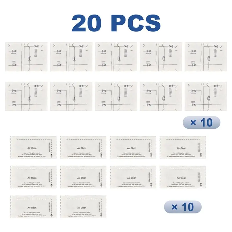 B80B 20Pcs Vacuum Replacement Filters, 10 Air Clean & 10 Pre Motor Filter Set for Optimal Performance