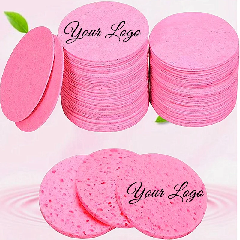 

200pcs Custom Logo Compressed Facial Sponge Face Cleansing Puff Makeup Removal Sponge Pad Exfoliating Wash Round Face Sponge