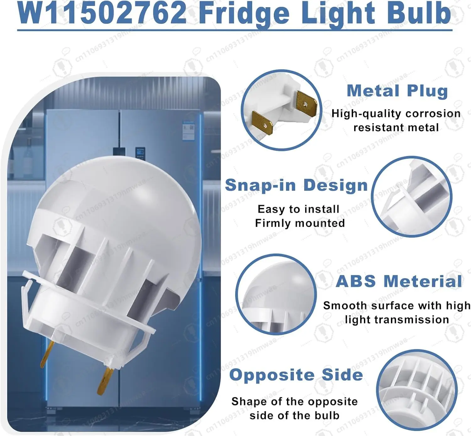 W11502762 W11254095 Freezer LED Light Bulb Compatible with Whirlpool Gladiator Refrigerator LED Light Replacement AP6995680