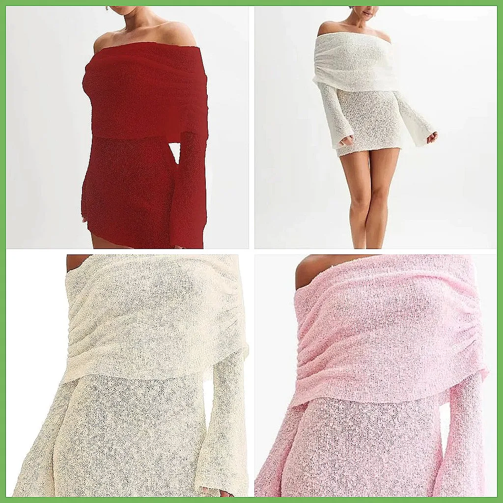 

Sexy Off-Shoulder Bodycon Mini Dress for Women, Waist Cinching, Sleeveless, Chic Solid Short Dress (Characters: 78)