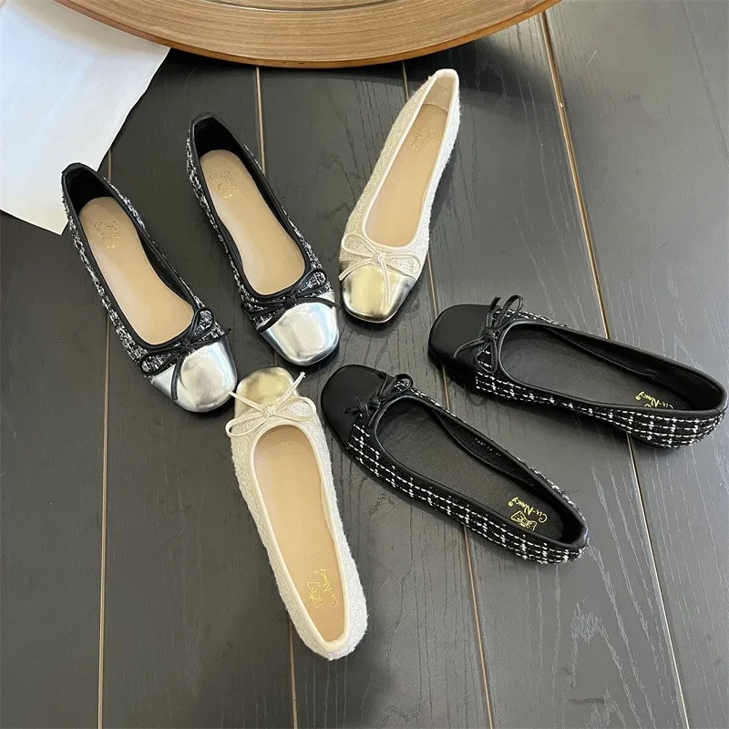 New Style Fashion Women's Ballet Shoes Leather Round Head Women's Shoes Flat Casual Classic Breathable Style Ladies Single Shoes