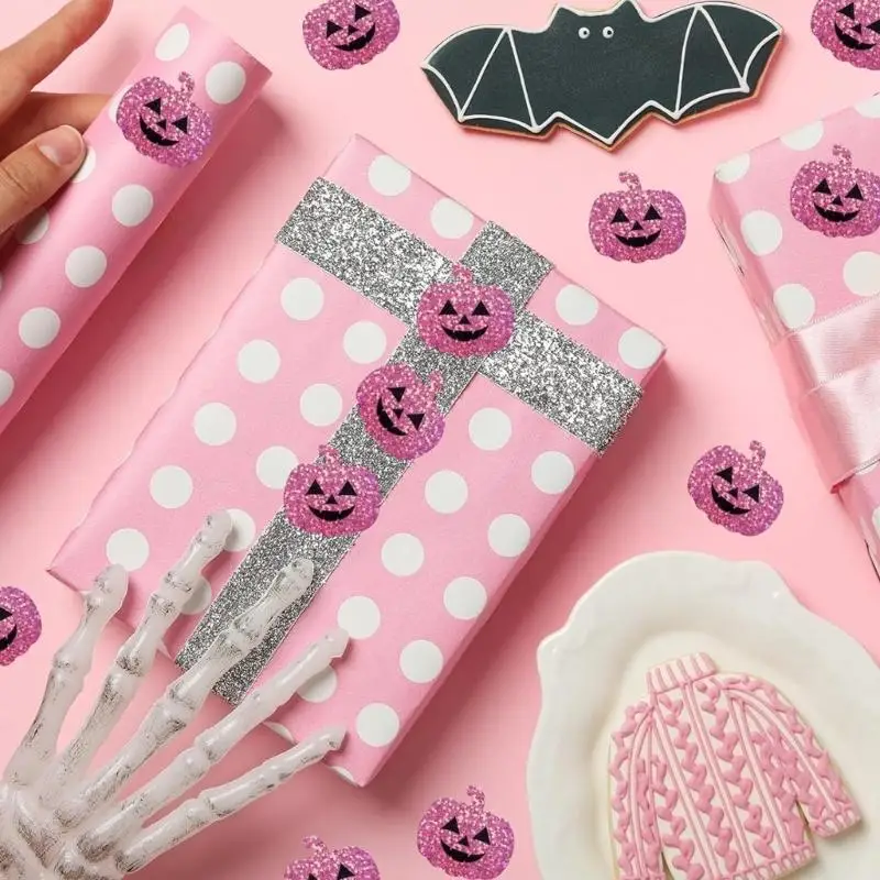 G6KF 500 قطعة من ملصقات الليزر الهالوين لتزيين موضوع اليقطين للاحتفال بالمهرجان