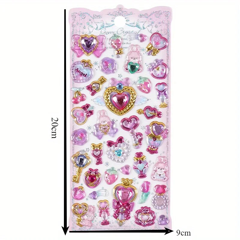 4 أنماط Kawaii حساسة ثلاثية الأبعاد جرلي الأحجار الكريمة التذهيب ملصقات سكرابوكينغ لتقوم بها بنفسك مجلة القرطاسية ملصق ديكو لوازم الفن