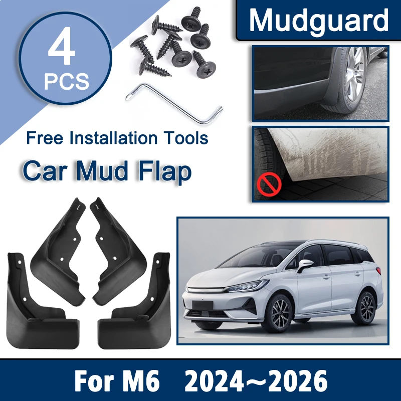 

Car Mudguards For BYD M6 2024 2025 2026 Automobile Mudflaps Splash Guard Front Rear Fenders Spare Anti-scratch Car Accessories