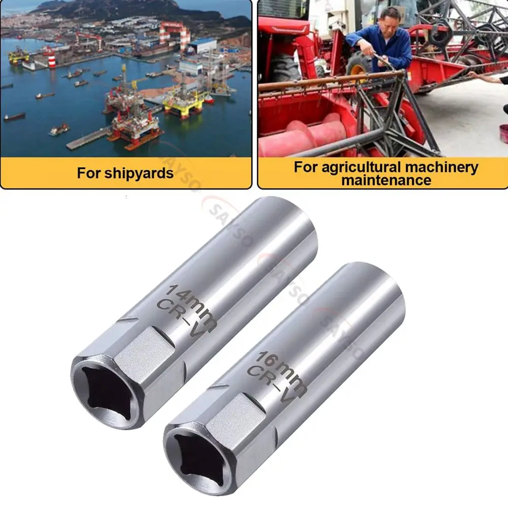

Universal Spark Plug Socket Spark Plug Wrench 3/8 Magnetic 12 Angle Thin Wall for 14mm 16mm Spark Plug Removal Auto Repair Tool