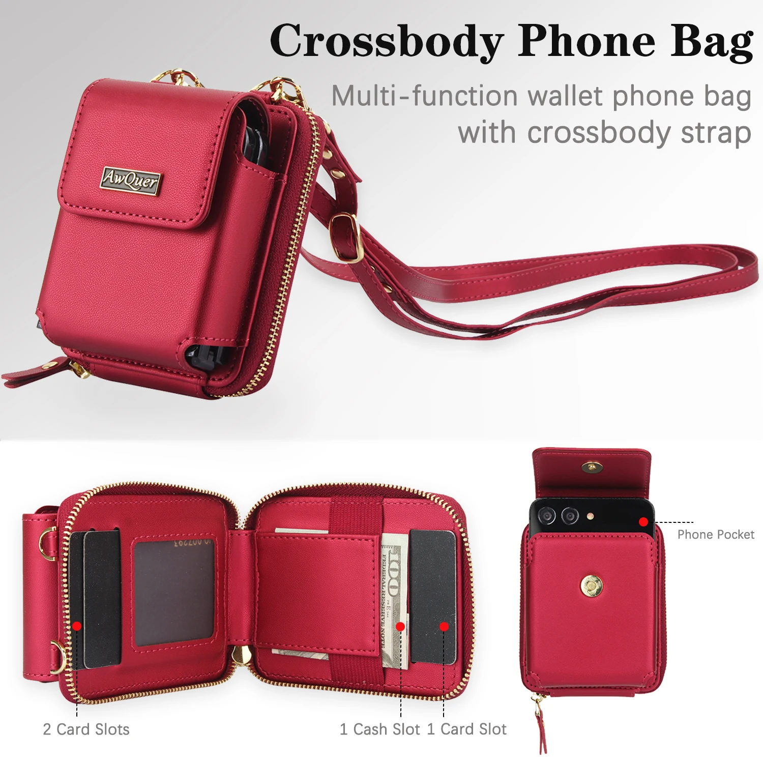 

Кожаный чехол-кошелек с карманами для карт на молнии и ремешком через плечо для Samsung Galaxy Z Flip 7 FE 6 5 4 3 5G, универсальный чехол-сумка с карманом и ремешком на шею