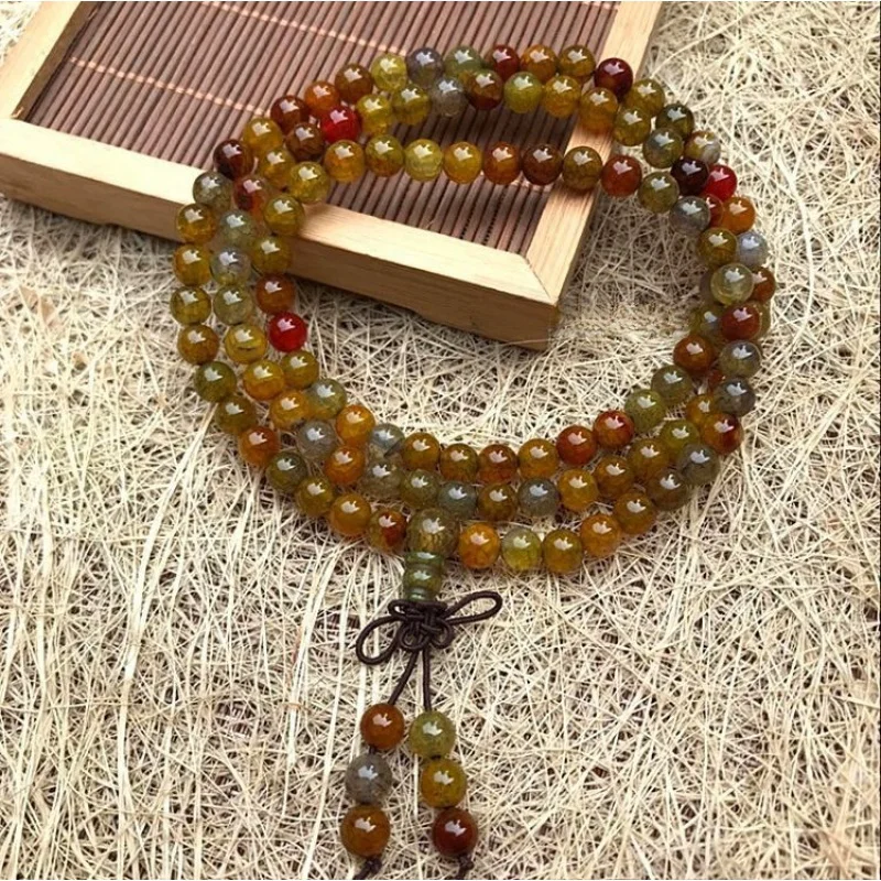 108Beads Bracelet Dragon Pattern Agate Bracelet Pure Natural Crystal Dragon Scale Stone Multi-Circle Bracelet Men and Women Coup