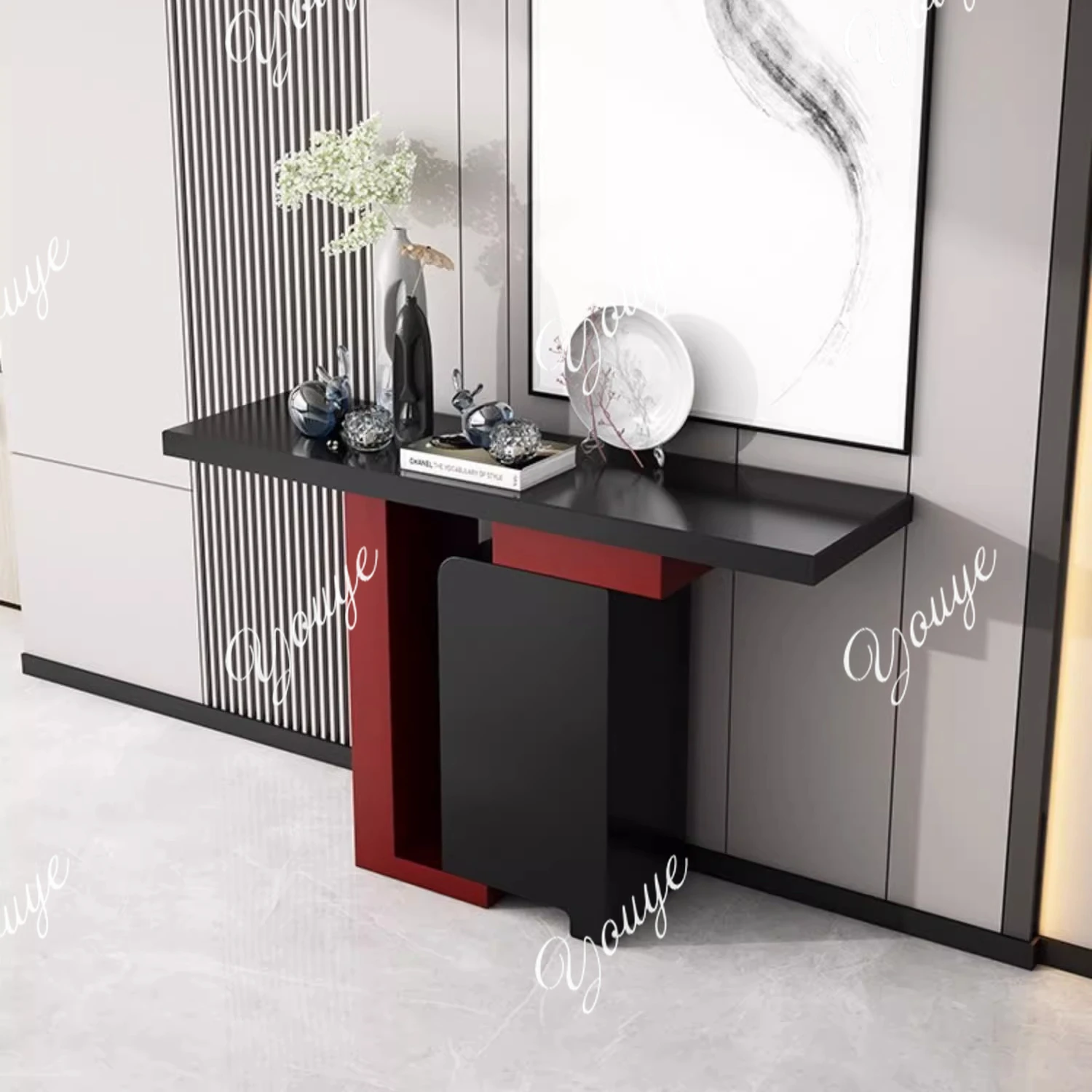 

Nordic paint Entrance to the living room Entrance cabinet Modern simple art decoration table Table