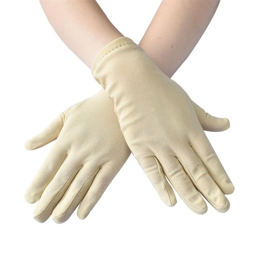 Solid Color Non-Slip Milk Silk Work Gloves Driving Gloves Household Gloves Serving Waiters Mittens