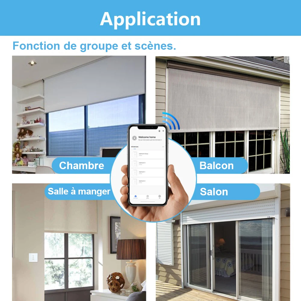 Interruptor de cortina con Control remoto para el hogar, dispositivo de persiana enrollable con motor, RF + WIFI, temporizador con aplicación para