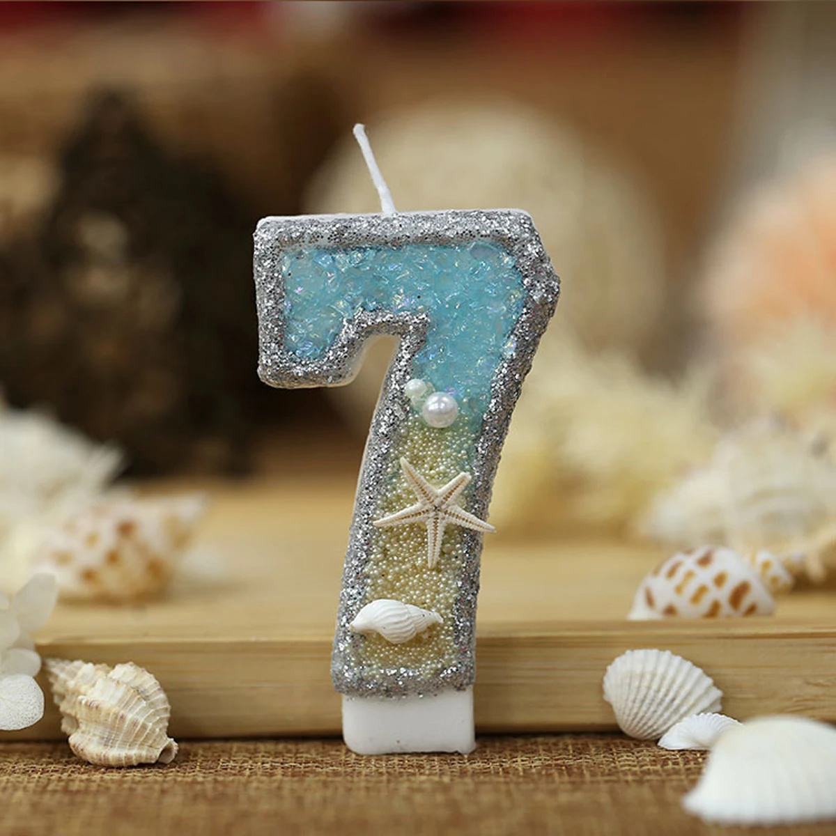 1PC 0-9 Digitale Glitter Kerzen Sommer Strand Seestern Geburtstag Kuchen Dekoration Kerzen Ozean Themen Party Kuchen Dekoration – Detail 9
