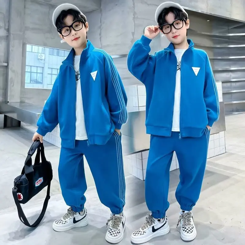 

Spring Autumn Toddler Girl 2PCS Clothes Set Cotton Solid Drawstring Jogger Pants Suit Casual Zipper Hoodies Baby Boy Outfit