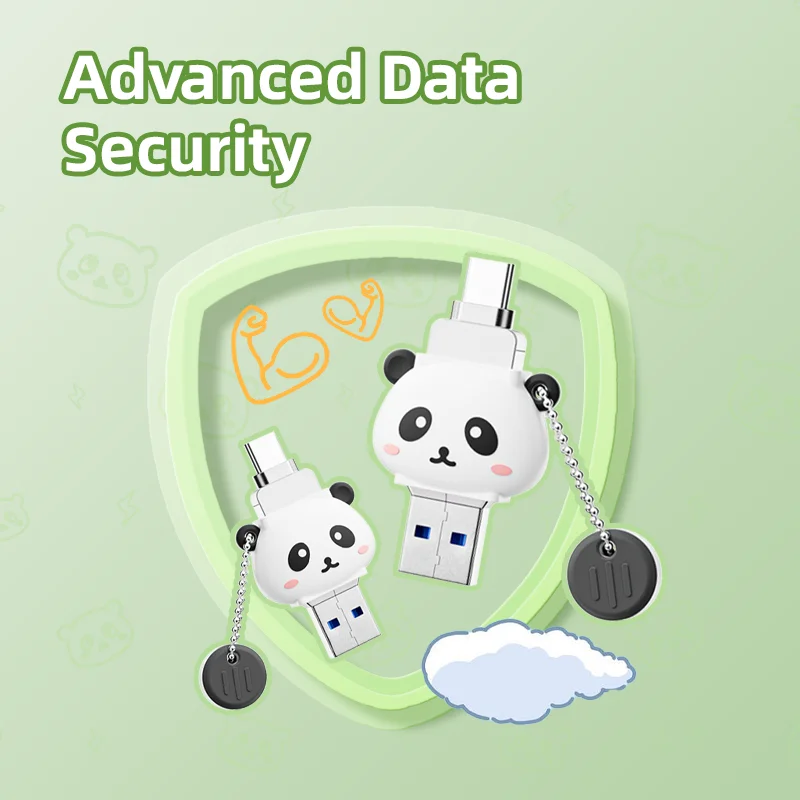 محرك فلاش USB لطيف من MOVESPEED Panda 256 جيجابايت 128 جيجابايت 64 جيجابايت USB3.1 نوع C محرك القلم USB ذاكرة بندريف آيفون 15/16 الكمبيوتر الذكي