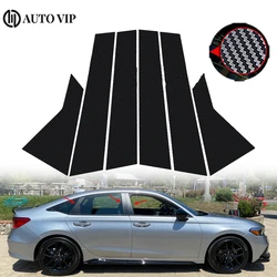 6Pcs/set Car Door Window Pillar Posts Trim Covers Gloss Black Decoration Sticker Auto Exterior Parts for Honda Civic Sedan 2022