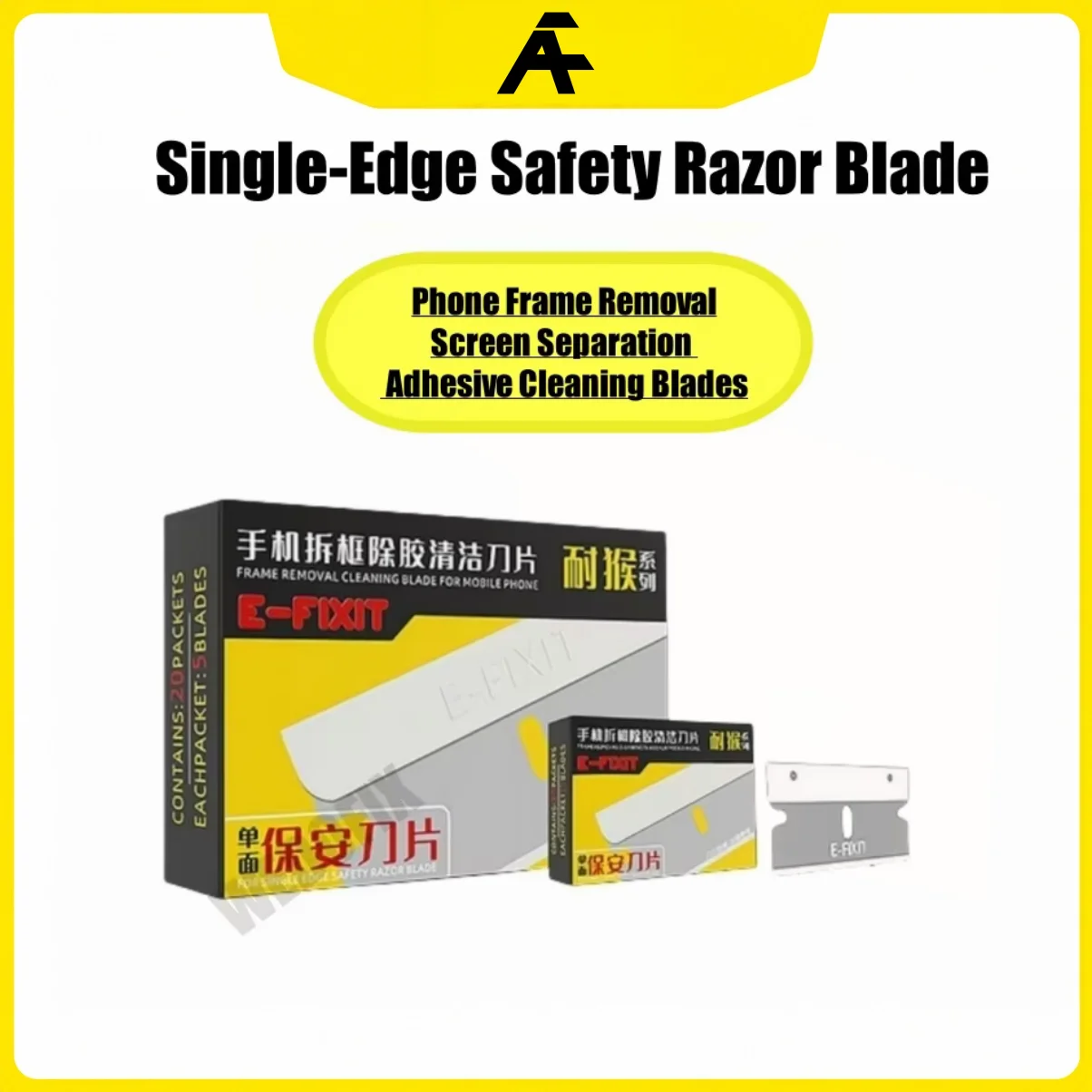 E-Fixit Single Edge Blades 50pcs/Lot LCD Frame Removal Cleaing Blade Adhesive Remove and Cleaning for LCD Screen Refurbish