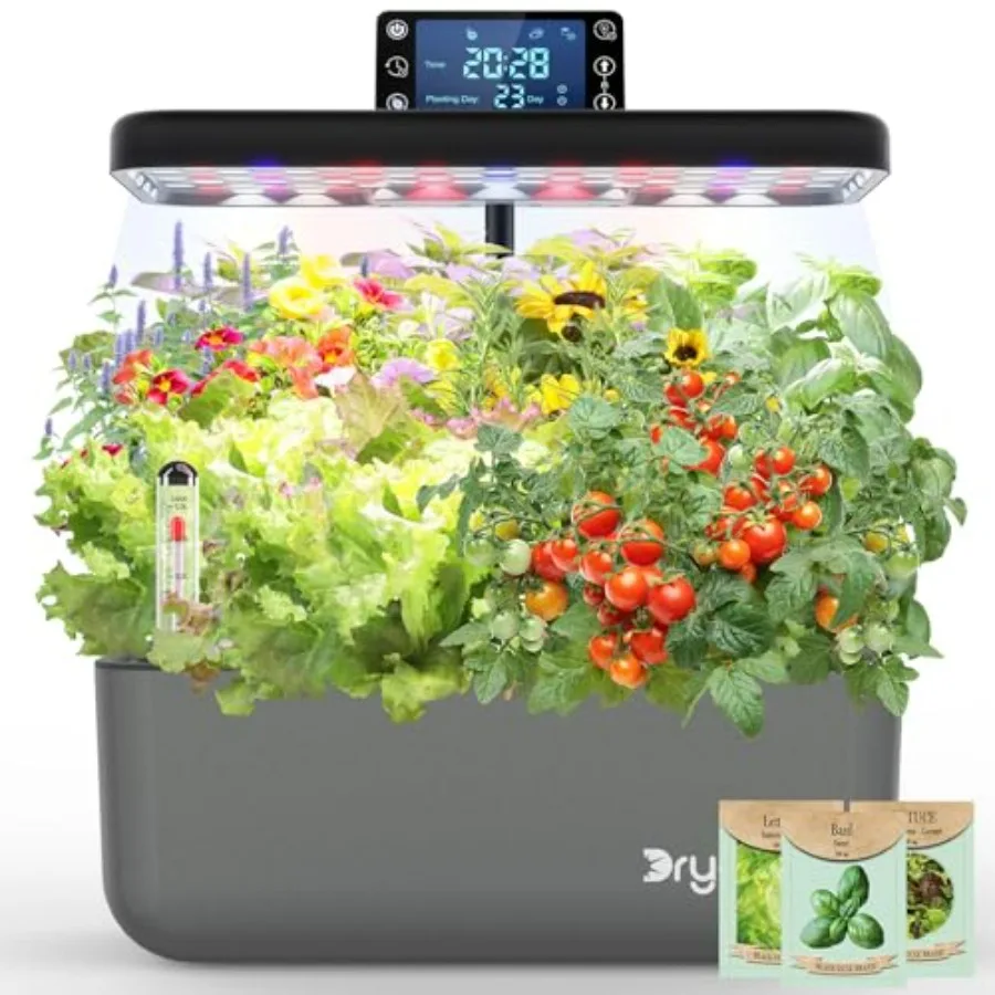 Indoor Herb Garden Kit with 12 Pods and LED Grow Light for Home Kitchen Office Hydroponic Planter for Fresh Herbs Vegetables Wh
