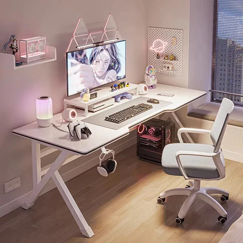 Modern Desktop Computer Desks Office Furniture Bold K Legs White Gaming Desk Simple Bedroom Home Student Study Table Q