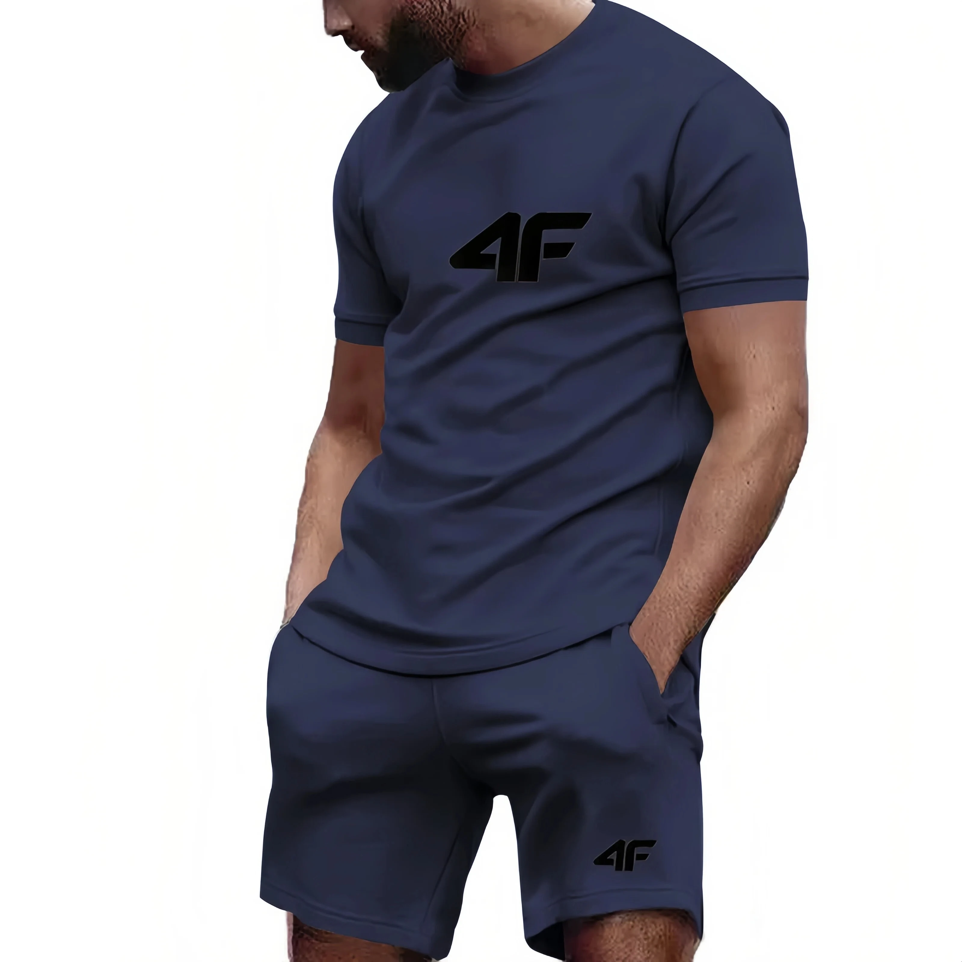 

Two-Piece Men's Shorts Set Multi-Color Options Ideal for Active Teenagers Sports Lover Casual Running Fitness 2 Piece T-Shirts S