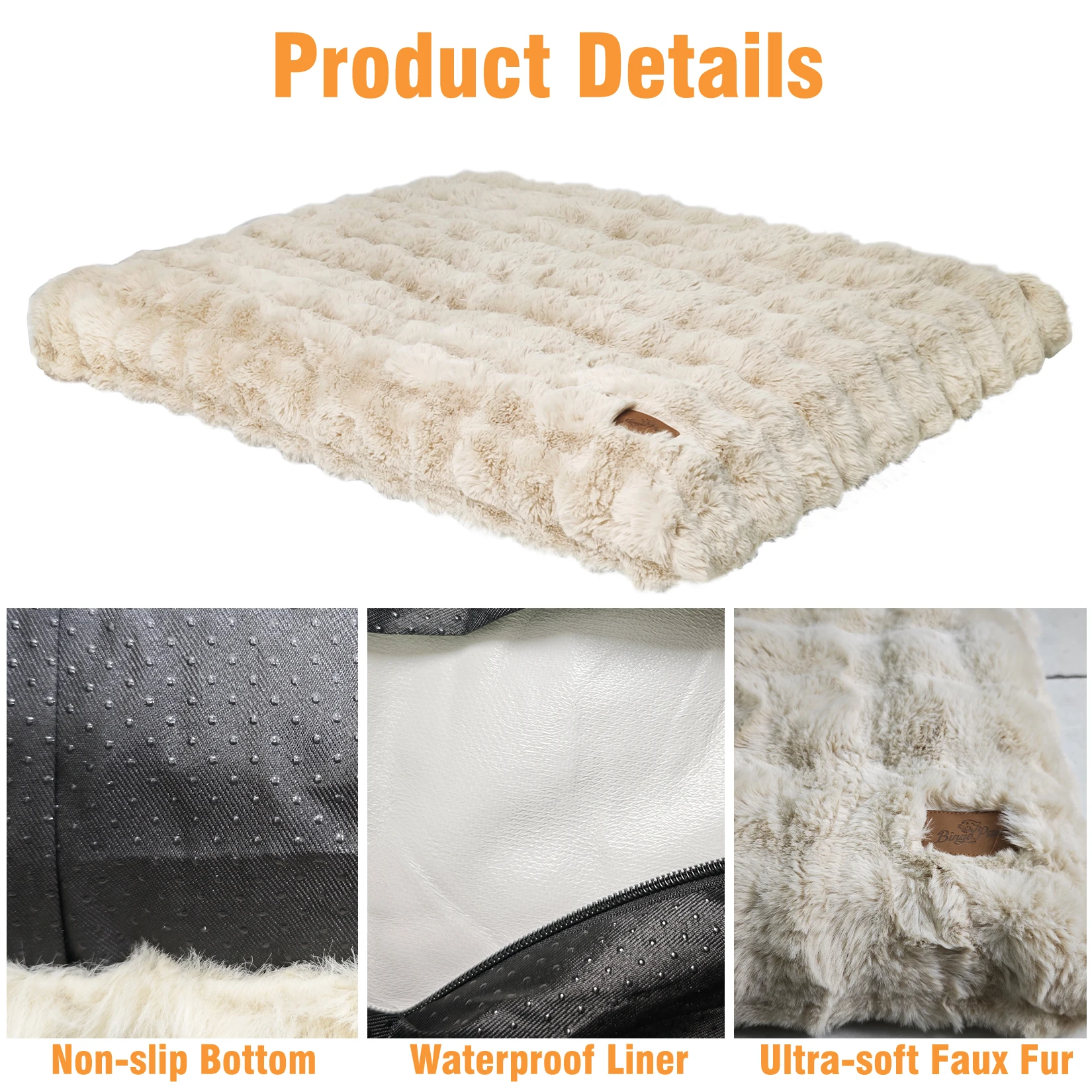 Fluffy Dog Crate Bed for Extra Large Dogs, Plush Faux Fur Crate Pad, Calming Anti Anxiety Dog Bed, Washable Soft Warm Crate