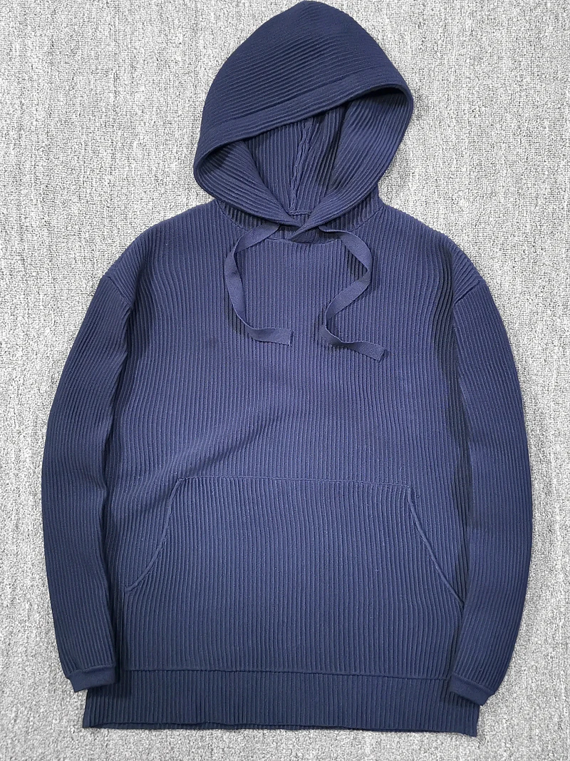 

Мужская вязаная толстовка с капюшоном Весна 2024, в стиле High Street, с 6-игольной плиссированной текстурой, модная городская повседневная одежда